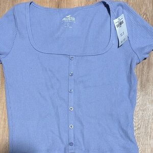 Hollister Women's periwinkle blue waffle-like Top